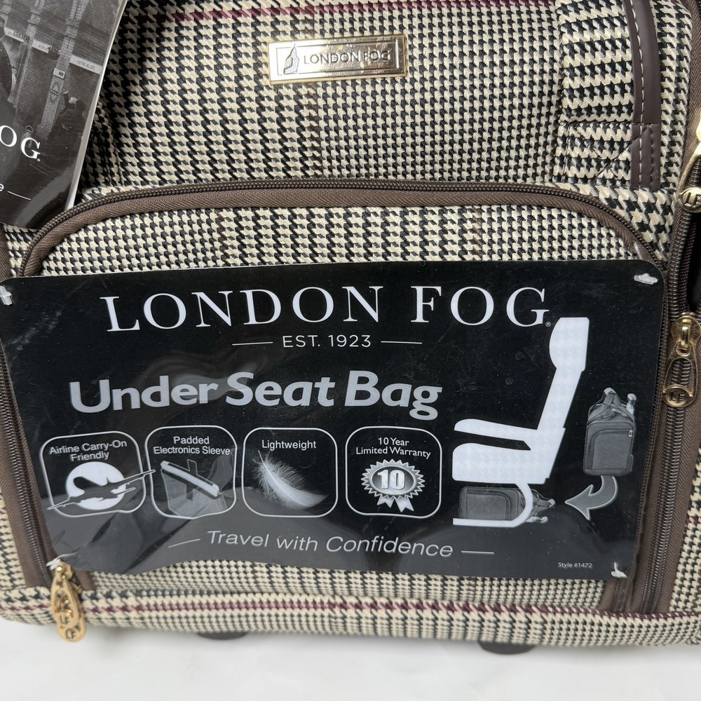 London Fog Under the Seat Carryon Sheffield Roller Bag Black 15IN Small Suitcase - Picture 3 of 16